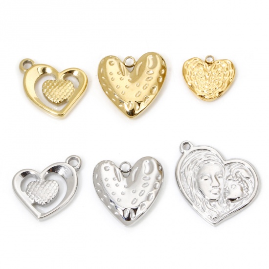 Picture of Vacuum Plating 304 Stainless Steel Valentine's Day Charms Multicolor Heart