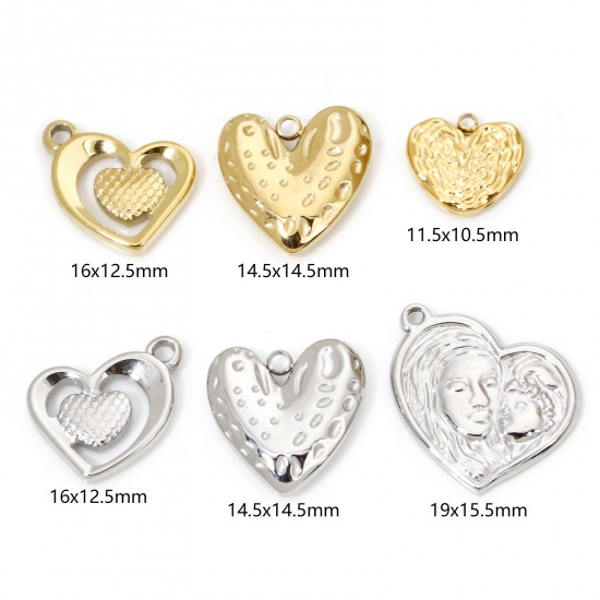 Picture of Vacuum Plating 304 Stainless Steel Valentine's Day Charms Multicolor Heart