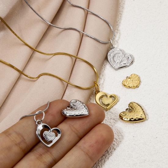 Picture of Vacuum Plating 304 Stainless Steel Valentine's Day Charms Multicolor Heart