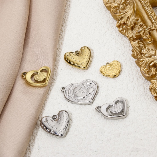 Picture of Vacuum Plating 304 Stainless Steel Valentine's Day Charms Multicolor Heart
