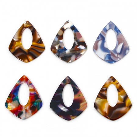 Acrylic Acetic Acid Series Pendants Rhombus Multicolor Hollow 3.8cm x 3.1cm