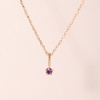 Bild von 1 Strang Vakuumbeschichtung 304 Edelstahl Monatsstein Gliederkette Kette Anhänger Halskette 18K Echtgold plattiert 45cm lang