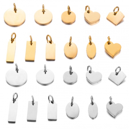 304 Stainless Steel Blank Stamping Tags Charms Geometric Double-sided Polishing