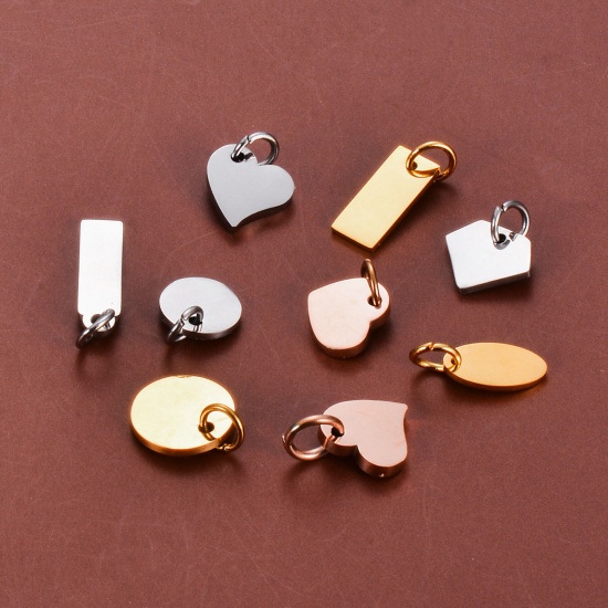 Picture of 304 Stainless Steel Blank Stamping Tags Charms Geometric Double-sided Polishing