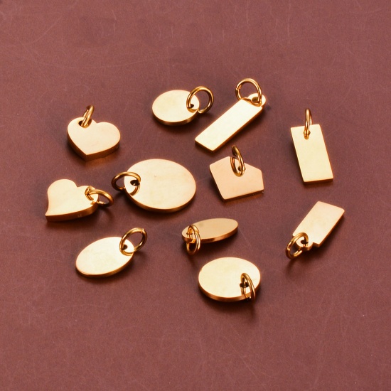 Picture of 304 Stainless Steel Blank Stamping Tags Charms Geometric Double-sided Polishing