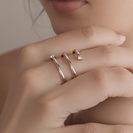 304 Stainless Steel Open Wrap Rings Clear Rhinestone