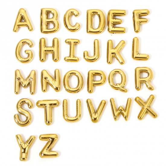 Imagen de 2 Unidades Enchapado al Vacío Ecológico 304 Acero Inoxidable Colgantes Chapado en Oro de 18K Letra Mayúscula Mensaje " A-Z "