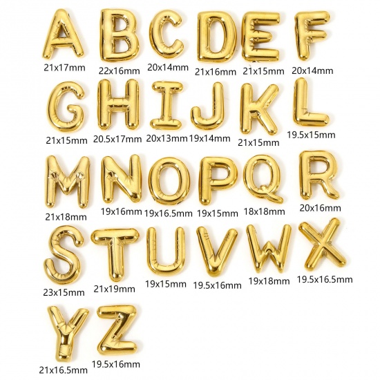 Imagen de 2 Unidades Enchapado al Vacío Ecológico 304 Acero Inoxidable Colgantes Chapado en Oro de 18K Letra Mayúscula Mensaje " A-Z "