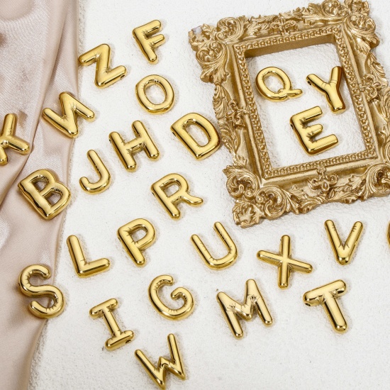 Imagen de 2 Unidades Enchapado al Vacío Ecológico 304 Acero Inoxidable Colgantes Chapado en Oro de 18K Letra Mayúscula Mensaje " A-Z "