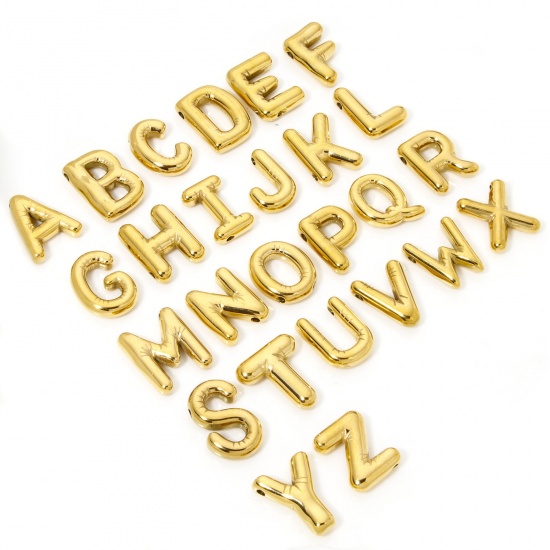 Imagen de 2 Unidades Enchapado al Vacío Ecológico 304 Acero Inoxidable Colgantes Chapado en Oro de 18K Letra Mayúscula Mensaje " A-Z "