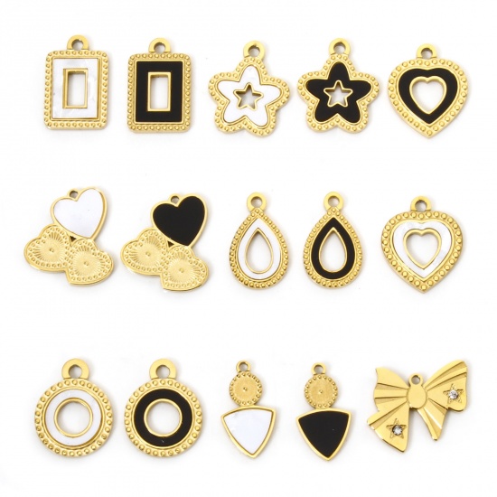 Picture of 304 Stainless Steel & Natural Shell Charms 18K Gold Plated Geometric