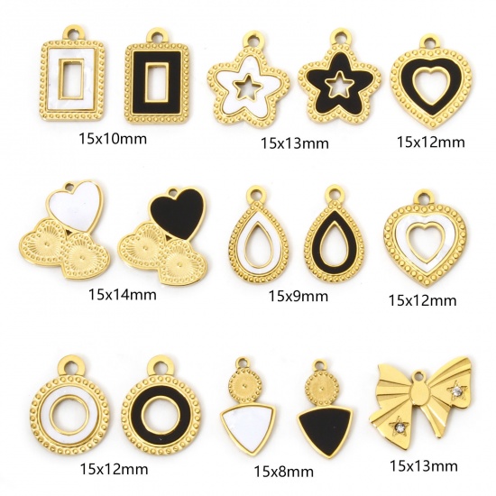 Picture of 304 Stainless Steel & Natural Shell Charms 18K Gold Plated Geometric