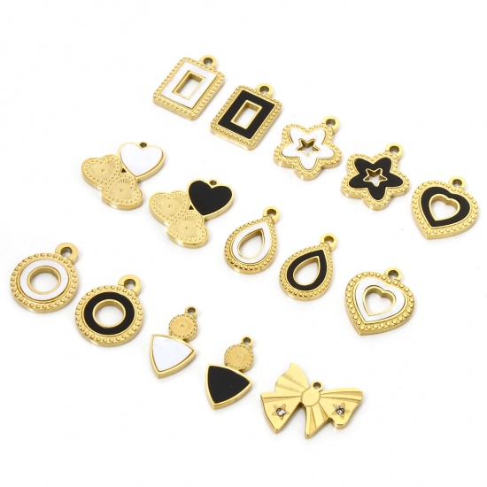 Picture of 304 Stainless Steel & Natural Shell Charms 18K Gold Plated Geometric