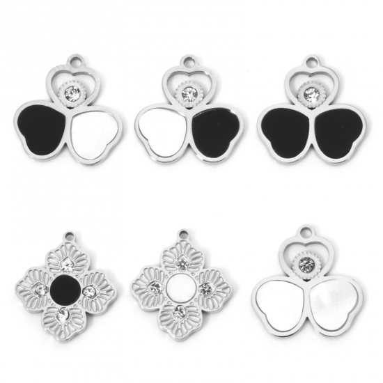 Immagine di 2 Pz 304 Acciaio Inossidabile & Conchiglia Collezione Flora Ciondoli Tono Argento