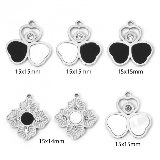 Immagine di 2 Pz 304 Acciaio Inossidabile & Conchiglia Collezione Flora Ciondoli Tono Argento