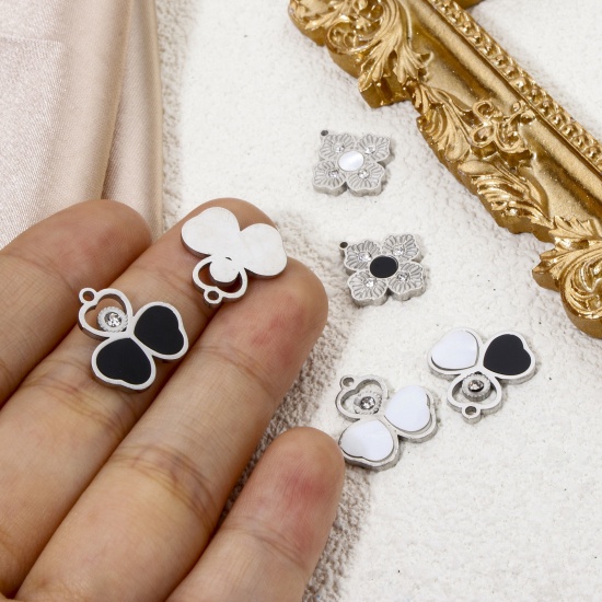 Immagine di 2 Pz 304 Acciaio Inossidabile & Conchiglia Collezione Flora Ciondoli Tono Argento