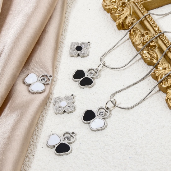 Immagine di 2 Pz 304 Acciaio Inossidabile & Conchiglia Collezione Flora Ciondoli Tono Argento