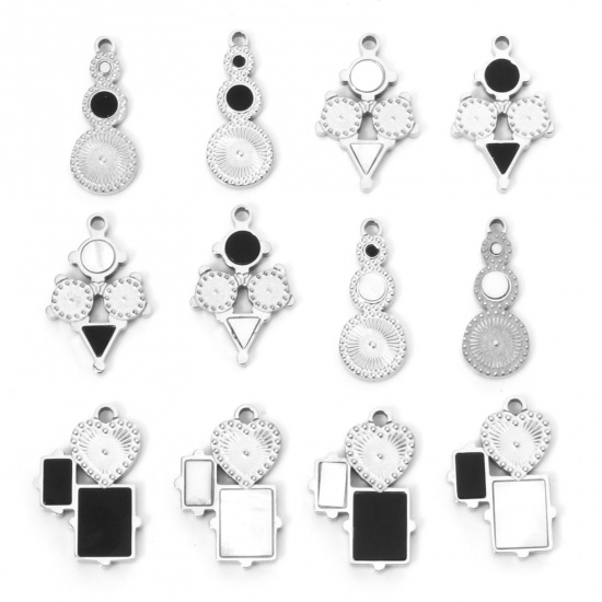 Immagine di 2 Pz 304 Acciaio Inossidabile & Conchiglia Ciondoli Geometrica Tono Argento