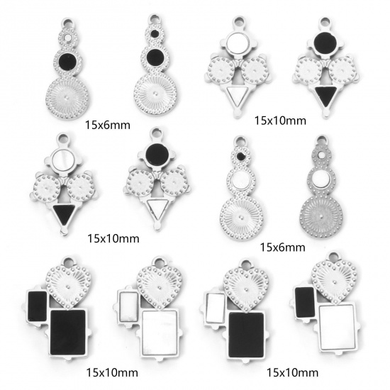 Immagine di 2 Pz 304 Acciaio Inossidabile & Conchiglia Ciondoli Geometrica Tono Argento