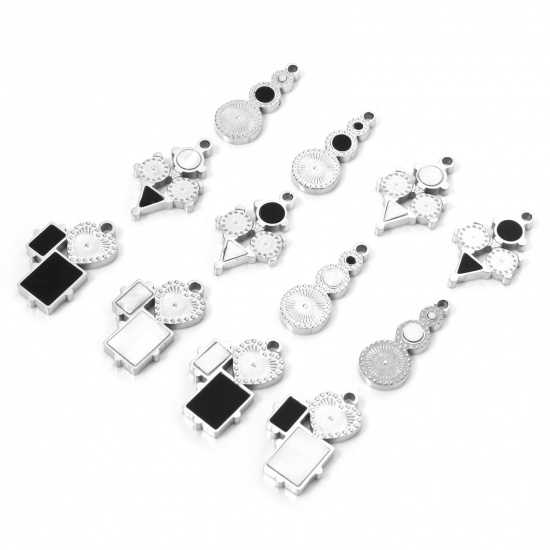 Immagine di 2 Pz 304 Acciaio Inossidabile & Conchiglia Ciondoli Geometrica Tono Argento