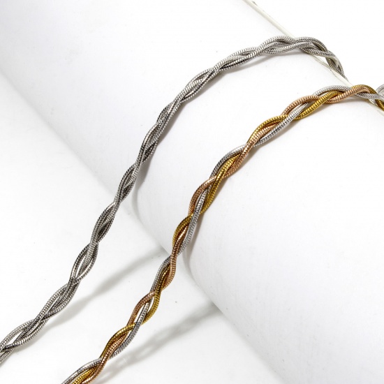 Picture of Vacuum Plating 304 Stainless Steel Weave Braided Snake Chain Necklace For DIY Jewelry Making Multicolor 45cm(17.7") long, Chain Size: 4mm