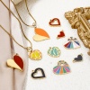 Picture of Vacuum Plating 304 Stainless Steel Valentine's Day Charms Gold Plated Multicolor Heart Enamel