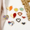 Picture of Vacuum Plating 304 Stainless Steel Valentine's Day Charms Gold Plated Multicolor Heart Enamel