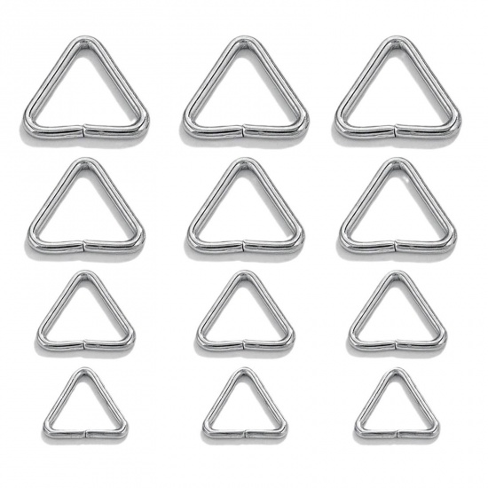 Picture of 304 Stainless Steel Open Jump Rings Findings Triangle Silver Tone