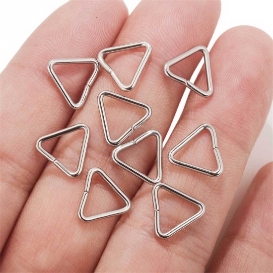 Picture of 304 Stainless Steel Open Jump Rings Findings Triangle Silver Tone