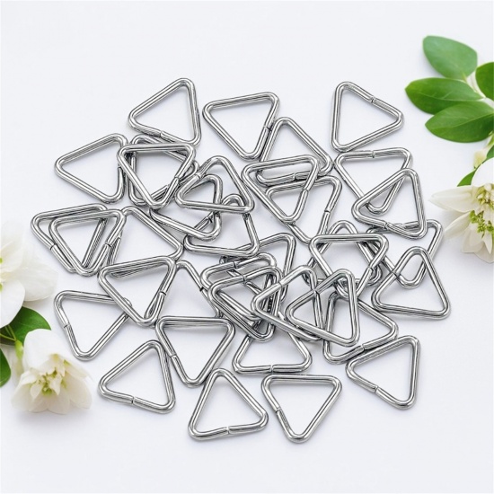 Picture of 304 Stainless Steel Open Jump Rings Findings Triangle Silver Tone