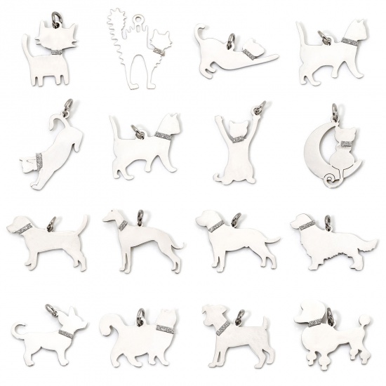 Picture of 304 Stainless Steel Blank Stamping Tags Charms Animal Silver Tone With Jump Ring