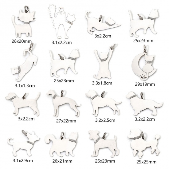 Picture of 304 Stainless Steel Blank Stamping Tags Charms Animal Silver Tone With Jump Ring