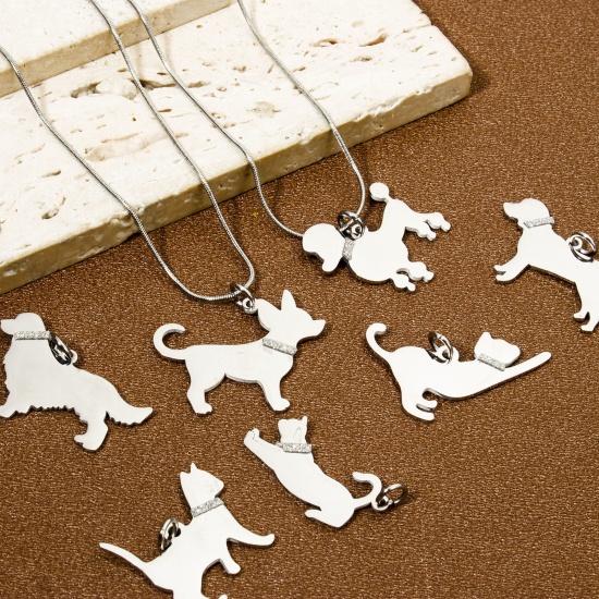 Picture of 304 Stainless Steel Blank Stamping Tags Charms Animal Silver Tone With Jump Ring