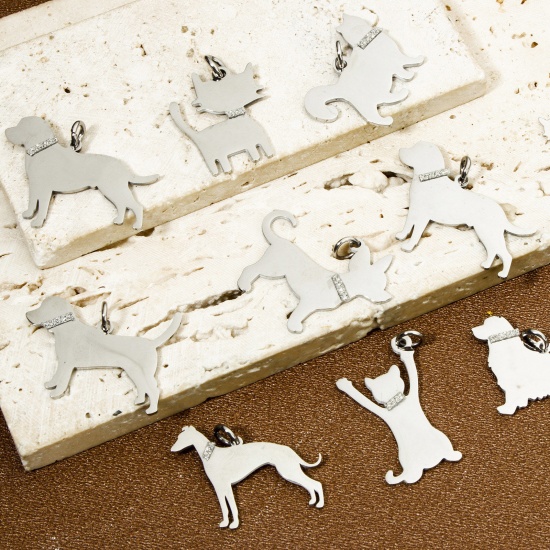 Picture of 304 Stainless Steel Blank Stamping Tags Charms Animal Silver Tone With Jump Ring