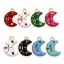 Picture of Vacuum Plating 304 Stainless Steel Galaxy Charms Gold Plated Half Moon Donut Enamel Multicolor Rhinestone
