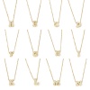 Imagen de 1 Unidad Acero Inoxidable 304 & Latón Cable Cadena Cruz Collares Chapado en Oro de 18K Letra Mayúscula Mensaje " A-Z " Micro Pave 45cm longitud