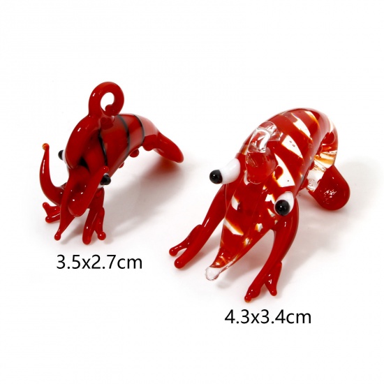 Picture of Lampwork Glass Ocean Jewelry Pendants Red Lobster 3D