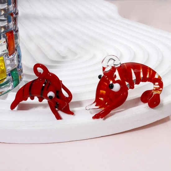 Picture of Lampwork Glass Ocean Jewelry Pendants Red Lobster 3D