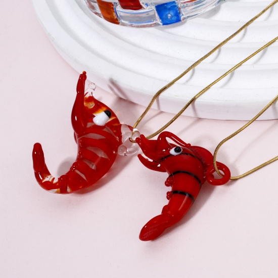 Picture of Lampwork Glass Ocean Jewelry Pendants Red Lobster 3D