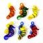 Picture of Lampwork Glass Ocean Jewelry Pendants Multicolor Seahorse Animal Stripe 3D 4.2cm x 3cm