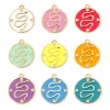 Image de 1 Pièce Breloques en Laiton Respectueux de la Nature Rond Plaqué Or Véritable 18K Multicolore Serpents Émail à Zircone Cubique Clair 17mm x 15mm