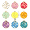 Image de 1 Pièce Breloques en Laiton Respectueux de la Nature Rond Plaqué Or Véritable 18K Multicolore Serpents Émail à Zircone Cubique Clair 17mm x 15mm
