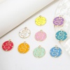 Image de 1 Pièce Breloques en Laiton Respectueux de la Nature Rond Plaqué Or Véritable 18K Multicolore Serpents Émail à Zircone Cubique Clair 17mm x 15mm