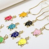 Image de 1 Pièce Breloques Bijoux d'Océan en Laiton Respectueux de la Nature Tortue de Mer Plaqué Or Véritable 18K Multicolore Émail à Zircone Cubique Clair 26mm x 17mm