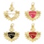 Picture of Eco-friendly Brass Religious Charms 18K Real Gold Plated Multicolor Ex Voto Heart Enamel 24mm x 20mm