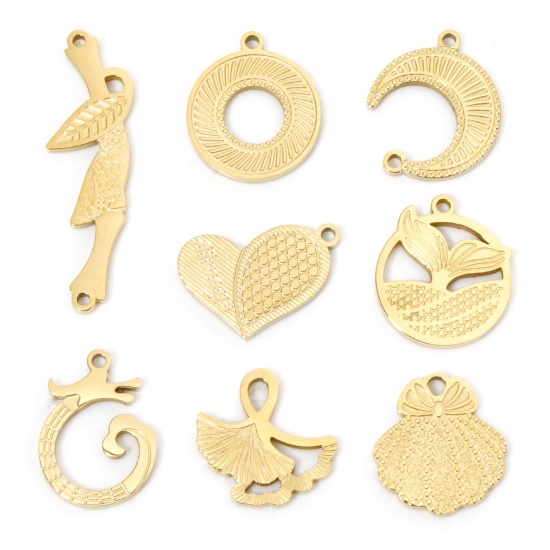 Bild von 2 Stück Vakuumbeschichtung 304 Edelstahl Charms 18K Vergoldet