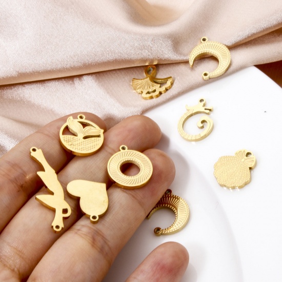 Bild von 2 Stück Vakuumbeschichtung 304 Edelstahl Charms 18K Vergoldet