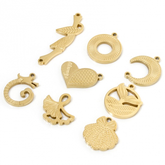 Bild von 2 Stück Vakuumbeschichtung 304 Edelstahl Charms 18K Vergoldet