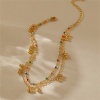 Picture of Eco-friendly Bohemia Boho Beach 18K Real Gold Plated Brass Ball Chain Tassel Multilayer Layered Anklet For Women