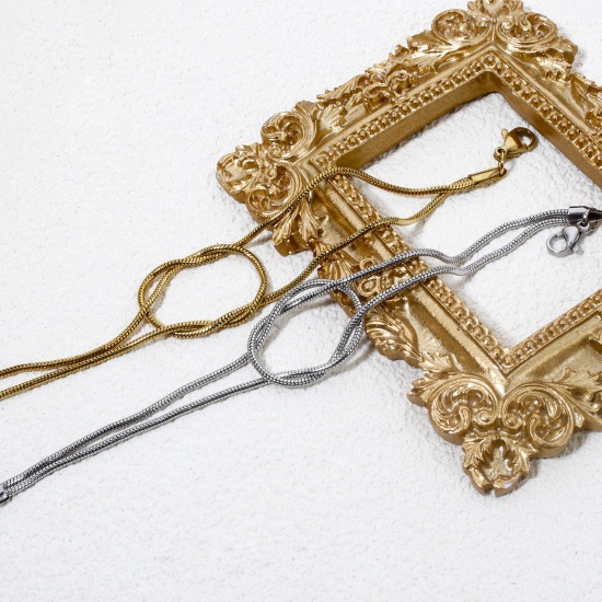 Immagine di 1 Pz 304 Acciaio Inossidabile Doppio Strato Catena di Serpente Braccialetti Nodo d'amore 17cm Lunghezza